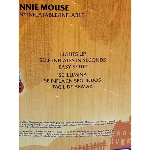 Disney Minnie Mouse Halloween Airblown Inflatable Orange Black Gemmy 3.5" WORKS - Picture 9 of 13